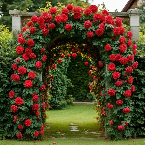 Роза плетистая Алый Триумф купить по цене от 319р. в интернет-магазине «Посадика» с доставкой почтой в в Ветлугае и по всей России – [изображение №1].